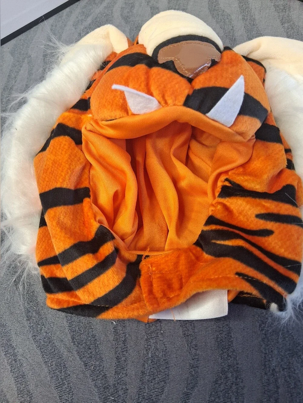 Spirit Infant Tiger Plush Jumpsuit Costume - Orange, Black & Cream - Picture 3 of 15